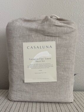 NWT King 100% Linen Sheet Set Natural - Casaluna